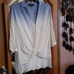 Ombre High Low Twist Blouse